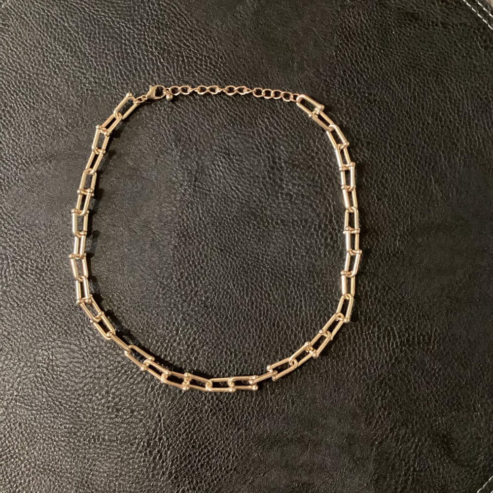 Gold paper-clip chain 16” necklace